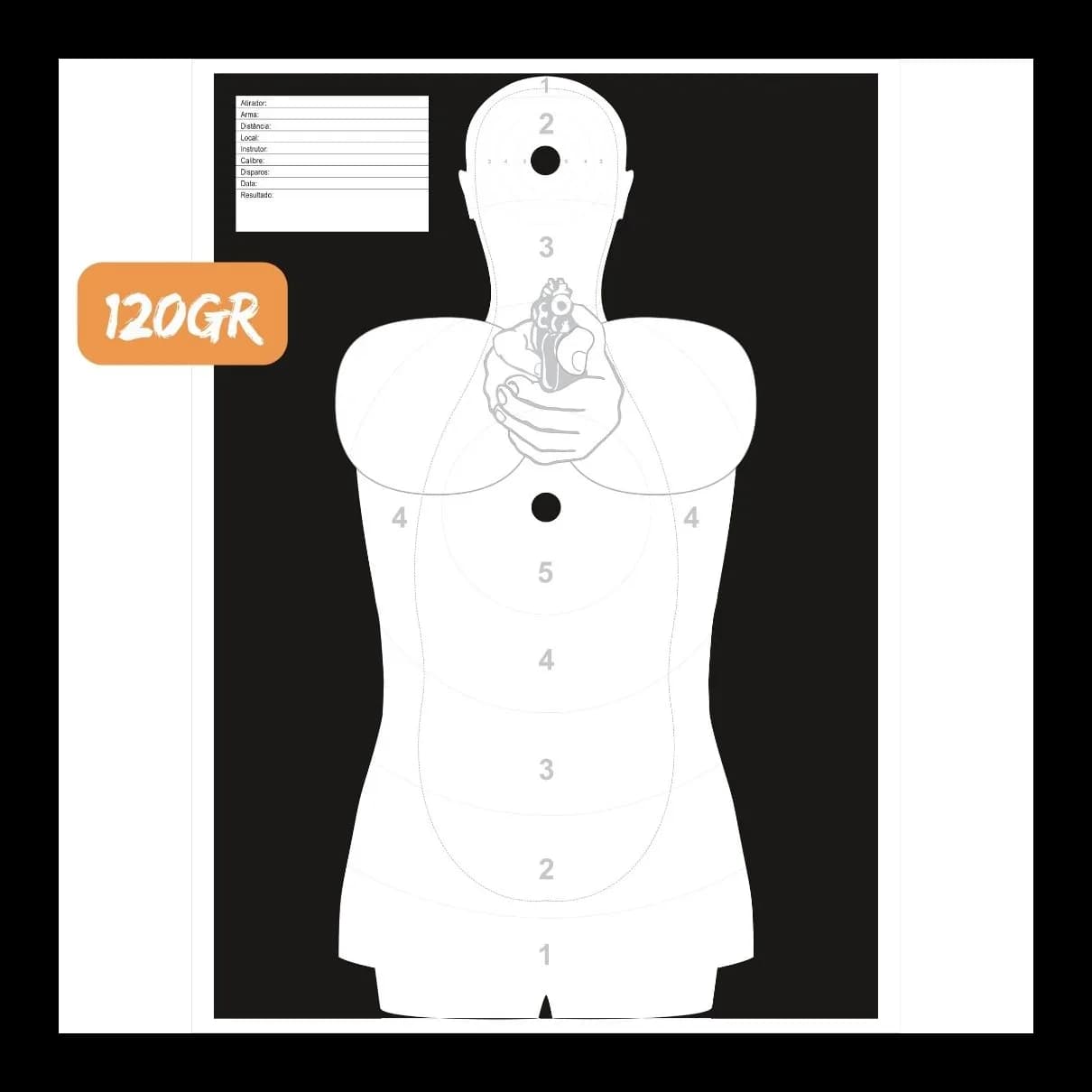Alvo silhueta humanoide 48x66 cm – pacote com 100, foto do produto