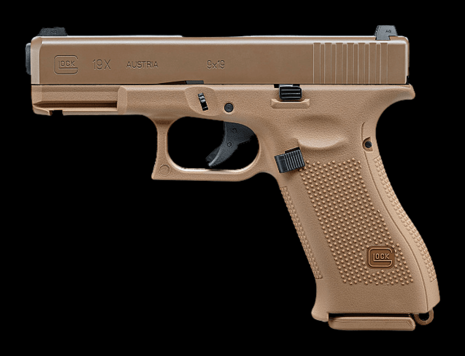 Pistola Glock G19X calibre 9mm Luger, vista lateral