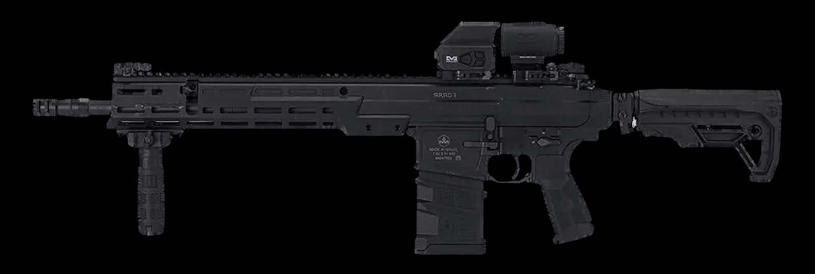 Fuzil IWI ARAD 7 calibre 7,62x51mm, vista lateral (imagem ilustrativa)