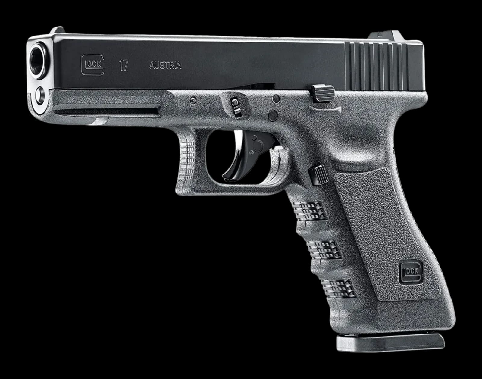 Pistola Glock G17 Gen 3 calibre 9mm Luger, vista lateral