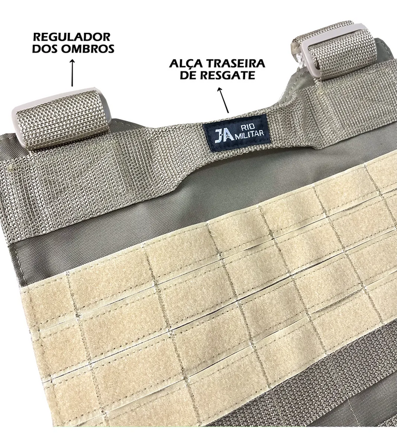 Plate Carrier Modular J.A Rio Militar com 9 Bolsos Inclusos