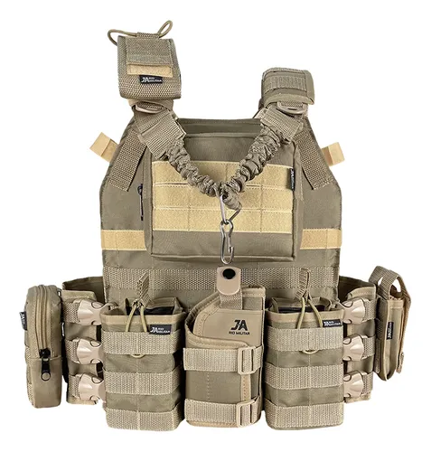 Plate Carrier Modular J.A Rio Militar com 9 Bolsos Inclusos